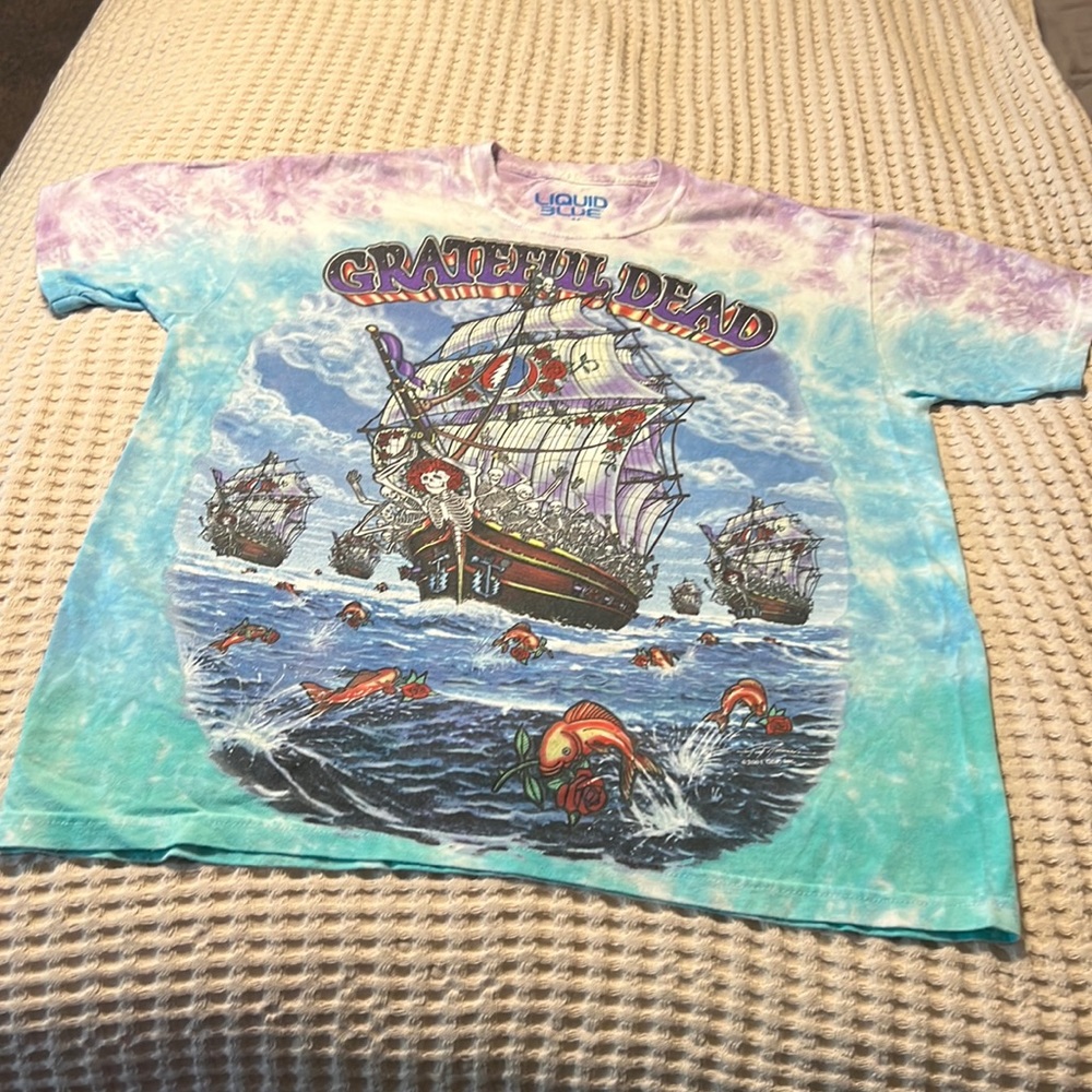 GREATEFUL  DEAD SHIRT LIQUID BLUE SIZE MED SHIP OF FOOLS